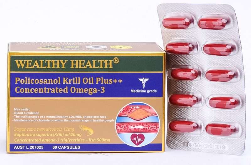 Wealthy Health Policosanol Krill Oil Plus + Concentrated Omega-3